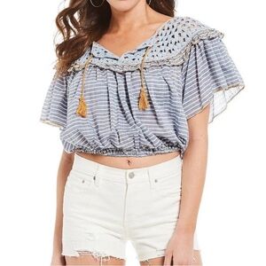 Free People | Allora Ruffled Crochet Boho Crop Top